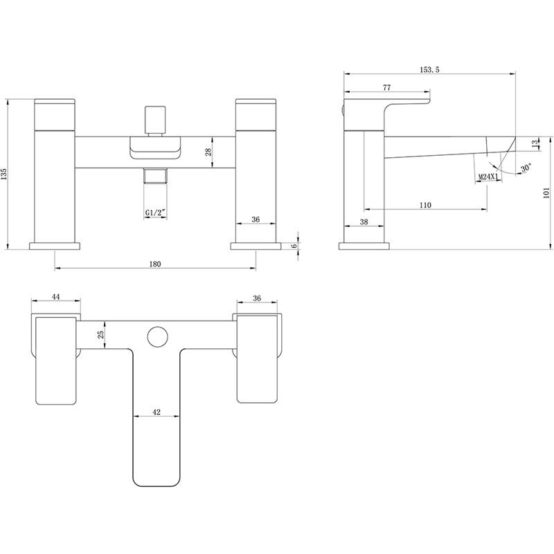 Studio D brushed brass bath shower mixer Lime Kitchen & Bathroom